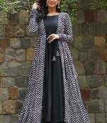 Black digital print muslin gown style