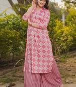 Peach heavy digital printed rayon  palazzo