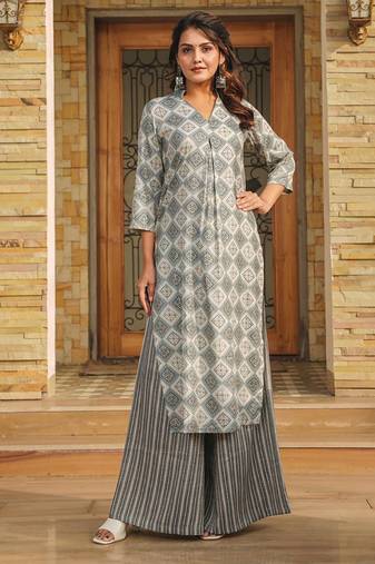 Grey heavy digital printed rayon  palazzo