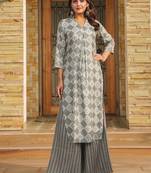 Grey heavy digital printed rayon  palazzo