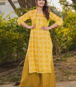 Yellow heavy digital printed rayon  palazzo