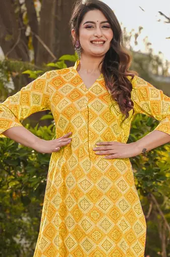 Yellow heavy digital printed rayon  palazzo