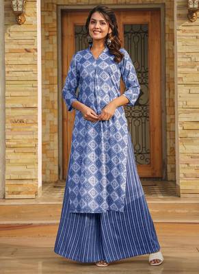 Blue heavy digital printed rayon  palazzo 1