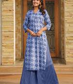 Blue heavy digital printed rayon  palazzo