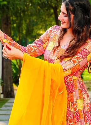 Multicolor heavy digital printed heavy rayon anarkali suits 2