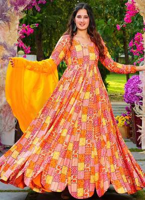 Multicolor heavy digital printed heavy rayon anarkali suits 3