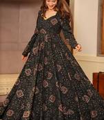 Black heavy digital printed heavy rayon anarkali suits