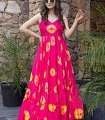 Pink heavy digital printed heavy rayon gown style