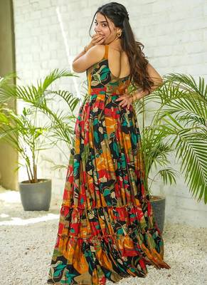 Multicolor heavy digital printed heavy rayon gown style 2