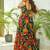 Multicolor heavy digital printed heavy rayon gown style
