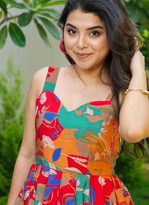 Multicolor heavy digital printed heavy rayon gown style 2