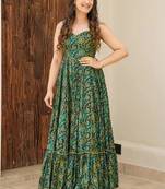 Green heavy digital printed heavy rayon gown style