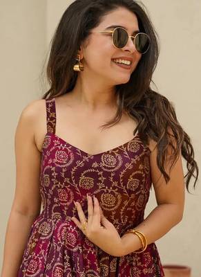 Purple heavy digital printed heavy rayon gown style 4