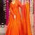 Orange digital print heavy airtex chinon anarkali suits