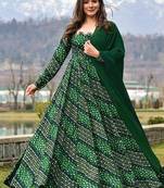 Green digital print heavy rayon anarkali suits