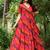 Orange-rani digital print heavy rayon anarkali suits