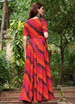Orange-rani digital print heavy rayon anarkali suits 3