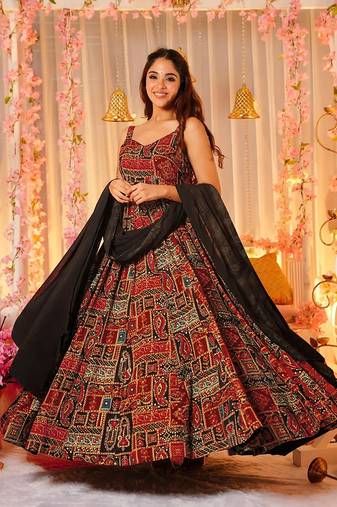 Multicolor digital print heavy rayon anarkali suits