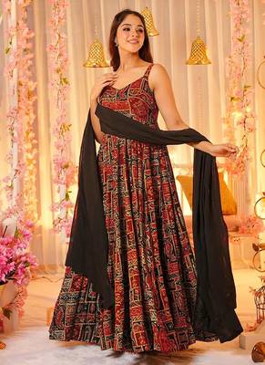 Multicolor digital print heavy rayon anarkali suits 2