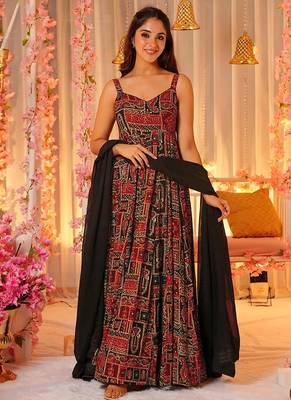 Multicolor digital print heavy rayon anarkali suits 3