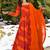 Orange red digital print heavy rayon anarkali suits