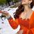 Orange red digital print heavy rayon anarkali suits