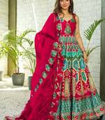 Red heavy digital printed silk gown style