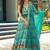 Sky blue heavy digital printed silk gown style