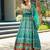 Sky blue heavy digital printed silk gown style