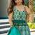 Sky blue heavy digital printed silk gown style