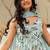 Sky blue heavy digital printed heavy rayon  gown style