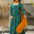 Teal blue heavy digital printed heavy rayon  gown style
