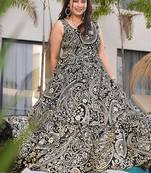 Black heavy digital printed heavy rayon  gown style