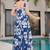 Royal blue heavy digital printed heavy rayon  gown style