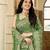 Green satin silk blend woven saree with silver zari border & blouse