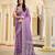 Purple satin silk blend woven saree with silver zari border & blouse