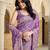 Purple satin silk blend woven saree with silver zari border & blouse
