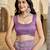 Purple satin silk blend woven saree with silver zari border & blouse
