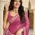 Baby pink satin silk blend woven saree with rich silver zari border