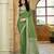 Green satin silk blend woven saree with rich silver zari border