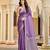 Purple satin silk blend woven saree with rich silver zari border