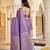 Purple satin silk blend woven saree with rich silver zari border