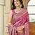 Baby pink silk blend woven saree with rich silver zari border & blouse