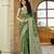 Green silk blend woven saree with rich silver zari border & blouse