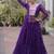 Purple navratri laheriya georgette gown with kutchi patchwork