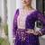 Purple navratri laheriya georgette gown with kutchi patchwork
