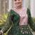 Green navratri laheriya georgette gown with kutchi patchwork