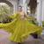 Olive navratri laheriya georgette gown with kutchi patchwork