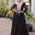 Black navratri laheriya georgette gown with kutchi patchwork