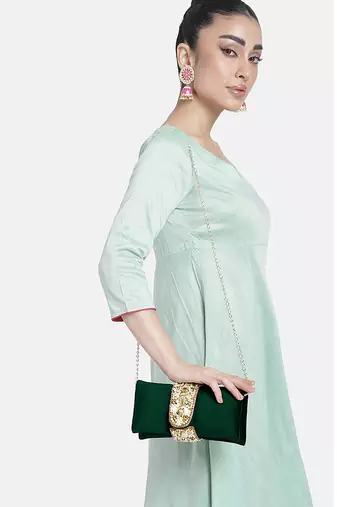 green clutch purses gift for women handmade evening bag stylish bridal fashion sling clutch bag